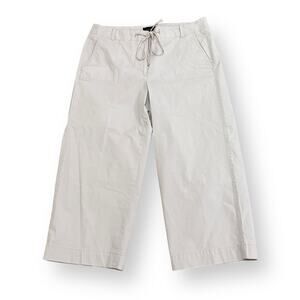 Talbots Heritage Cropped Pants Womens 12 Beige Khaki Straight Leg Drawstring